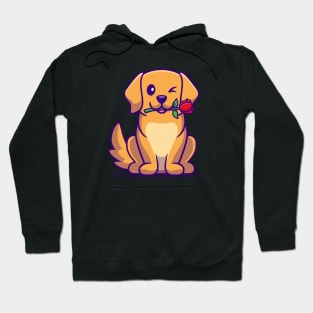 Cute Dog With Rose Flower Cartoon Hoodie